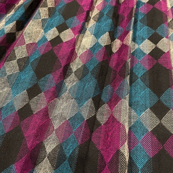 [US14] VTG Virani 100 Wool Multicoloured Pleated Geometric pattern Full Skirt - Picture 2 of 9